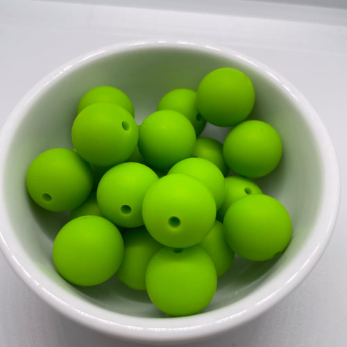 Lime 15mm Round Silicone Beads