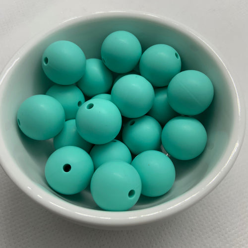 Mint 15mm Round Silicone Beads