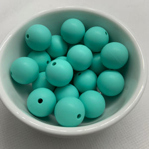 Mint 15mm Round Silicone Beads