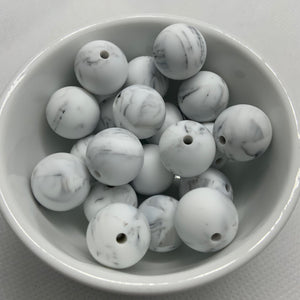 Marble 15mm Round Silicone Beads
