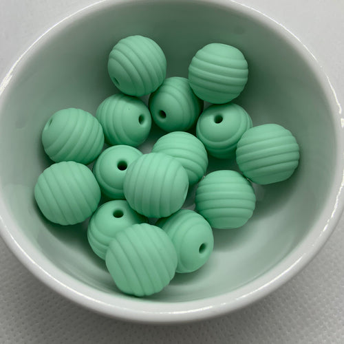 Mint 15mm Beehive Silicone Beads