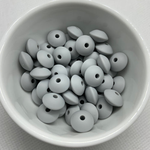 Light Grey 12mm Lentil Silicon Beads
