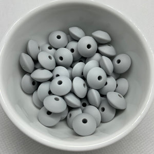 Light Grey 12mm Lentil Silicon Beads