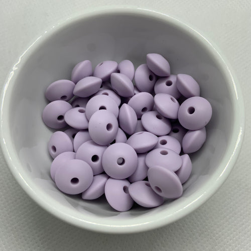 Lavender 12mm Lentil Silicone Beads