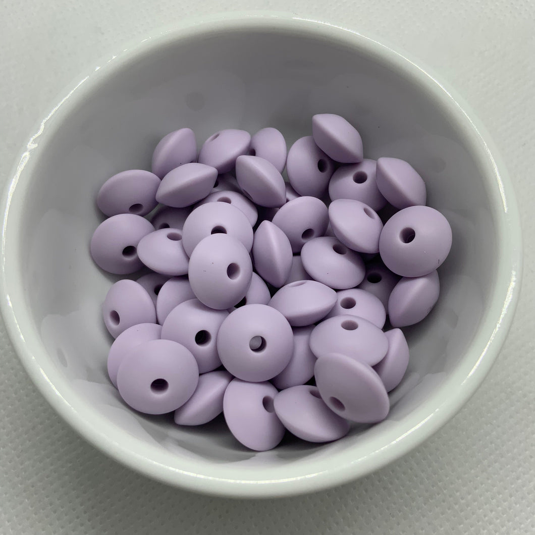 Lavender 12mm Lentil Silicone Beads