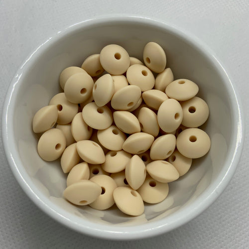 Cream 12mm Lentil Silicone Beads