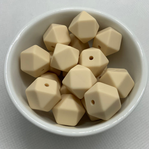 Cream 14mm Hexagon Silicone Beads