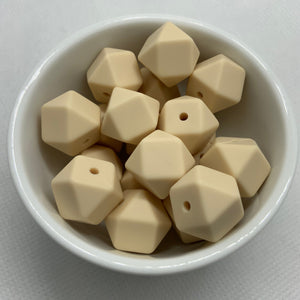 Cream 14mm Hexagon Silicone Beads