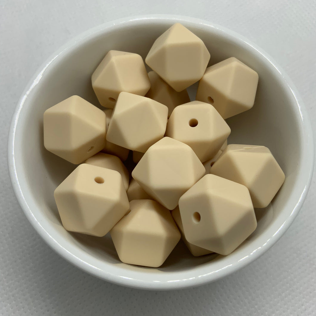 Cream 14mm Hexagon Silicone Beads