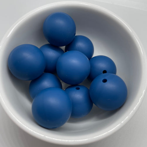 Deep Blue 19mm Round Silicone Beads
