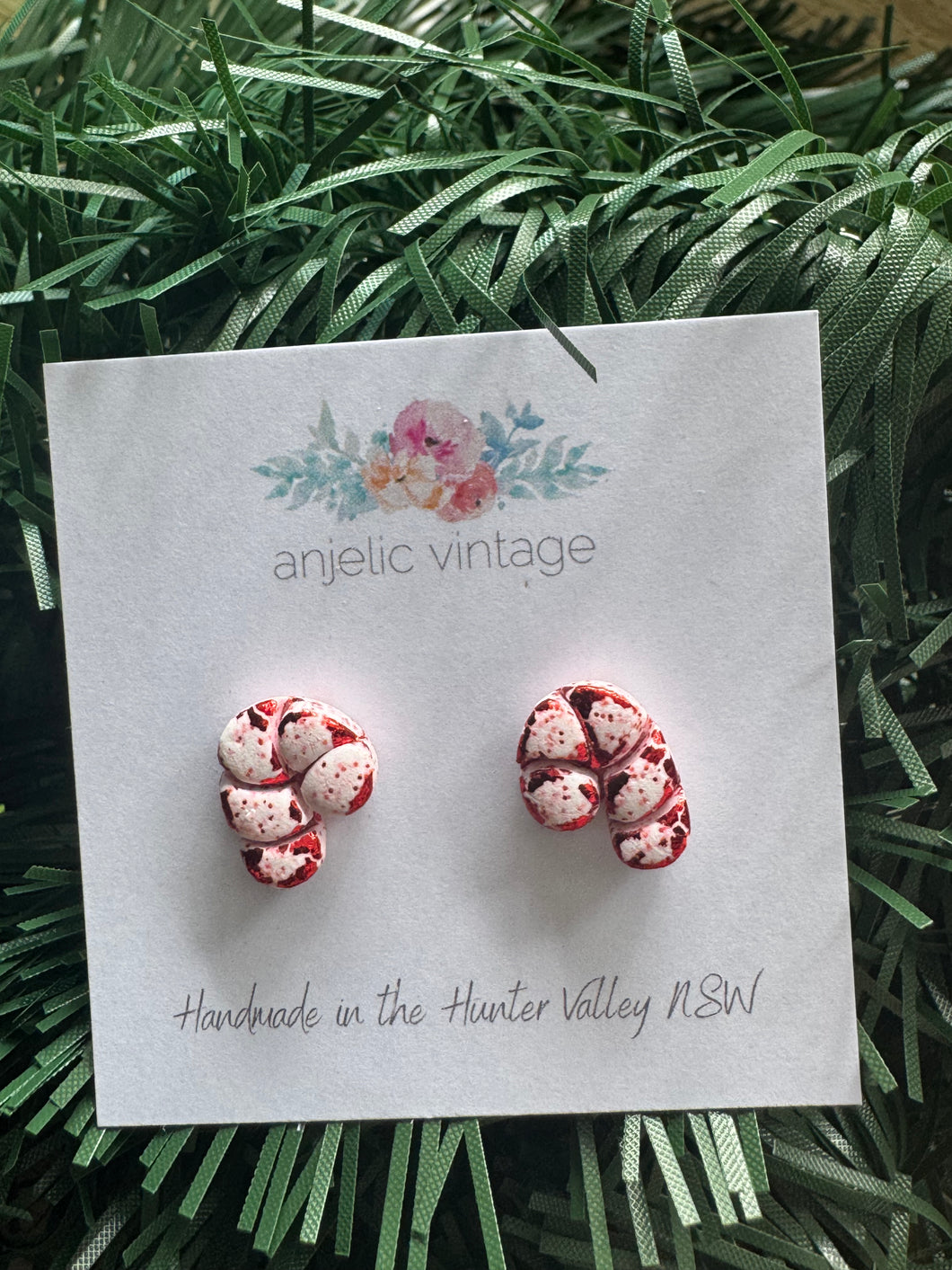 Christmas Candy Cane Studs