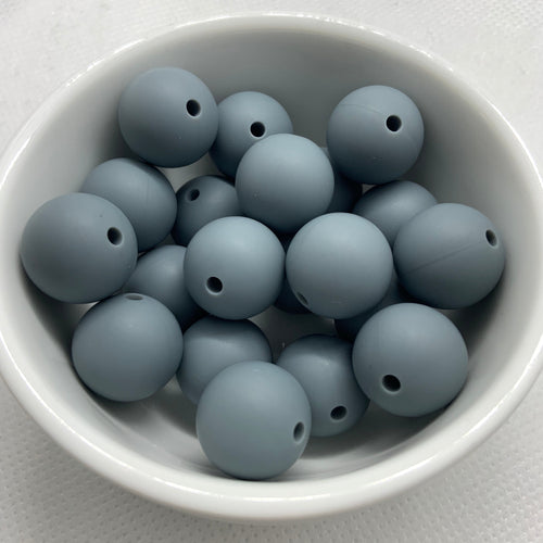 Dark Grey 15mm Round Silicone Beads