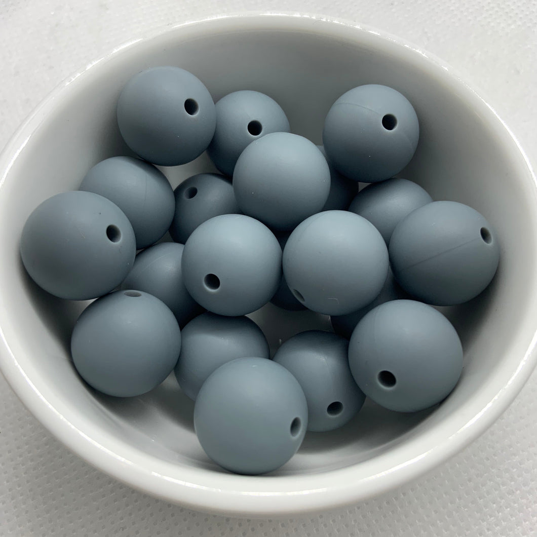Dark Grey 15mm Round Silicone Beads